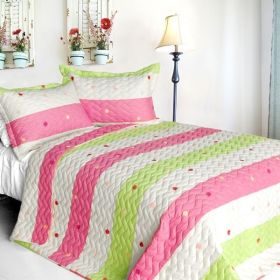 [Colorful Life] Cotton 3PC Vermicelli-Quilted Patchwork Quilt Set (Full/Queen Size)