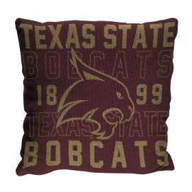 Texas State OFFICIAL NCAA "Stacked" Woven Pillow; 20" x 20"