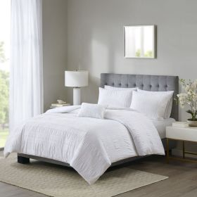 4 Piece Cotton Seersucker Duvet Cover Set