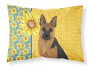 Summer Sunflowers Black and Tan German Shepherd Standard Pillowcase Lightweight Super Soft Easy Care Decorative Artwork Pillowcase, Standard