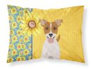 Summer Sunflowers Brown White Smooth Jack Russell Terrier Standard Pillowcase Lightweight Super Soft Easy Care Decorative Artwork Pillowcase, Standard