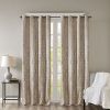 Knitted Jacquard Damask Total Blackout Grommet Top Curtain Panel Pair(2 Pcs Window Panels)