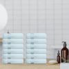 12 Pack Light Blue Color Resort Collection Soft Washcloth Face Body Towel Set 12x12 inch Luxury Hotel Plush & Absorbent Cotton Wash Clothes