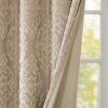 Knitted Jacquard Damask Total Blackout Grommet Top Curtain Panel Pair(2 Pcs Window Panels)