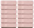 Luxury Cotton Washcloths Large Hotel Spa Bathroom Face Towel 12 Pack 13x13 inch Pink