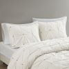 3 Piece Elastic Embroidered Cotton Duvet Cover Set