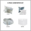 6 Piece Oversized Cotton Comforter Set with Throw Pillow