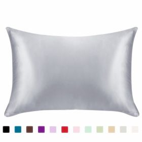 Pillowcase Satin Solid Color Simulation Silk Single Pillowcase Ice Silk Pillowcase (Option: Silver-20x29inches-1PC)