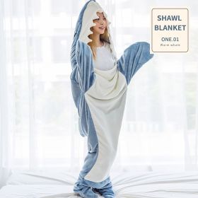 Shark Blanket Hoodie Onesie Adult Kid Cozy Shark Hoodie Blanket - Soft Flannel Wearable Sleeping Bag, Machine Washable (Color: Gray Blue, Length: 210CM)