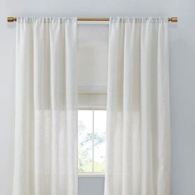 Linen Blend Light Filtering Curtain Panel Pair(2 Pcs Window Panels) (Color: as Pic)