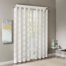 Fretwork Burnout Sheer Curtain Panel(Only 1 Pc Panel) (Color: as Pic)