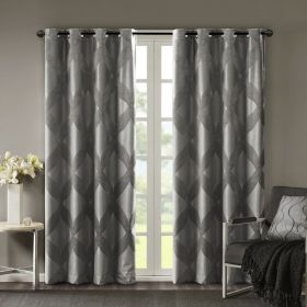 Ogee Knitted Jacquard Total Blackout Curtain Panel(Only 1 Pc Panel) (Color: as Pic)