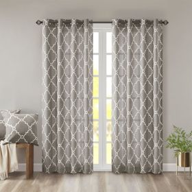 Fretwork Print Grommet Top Window Curtain Panel(Only 1 Pc Panel) (Color: as Pic)