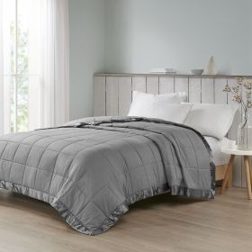 Oversized Down Alternative Blanket with Satin Trim (Color: as Pic)