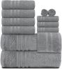 12 Piece Bath Towel Set for Bathroom Wealuxe Collection 2 Bath Towels 4 Hand Towels 6 Washcloths 100% Cotton Soft and Plush Highly Absorbent Soft Towe